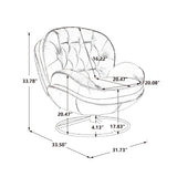 Velvet Swivel Accent Chair with Ottoman, Modern Chaise Lounge Chair with Metal Frame and Footstool, Comfy Armchair Reading Chair