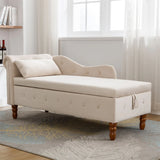 Storage Chaise Lounge, Upholstered Rolled Arm Chase Lounge with Nailhead Trim, Recliner Lounge Chair for Living Room Bedroom