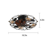 Industrial Cage Ceiling Fan - Low - Profile 7 - Blade Fan with Remote & Light - Modern Rustic Cooling for Small Spaces
