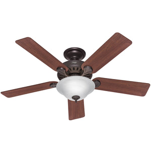 Hunter Pro's Best Five Minute 52" Ceiling Fan with Light - New Bronze - Dark Cherry/Medium Oak Blades