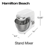 Hamilton Beach 4 Quart Stand Mixer for Kitchen, 7 Speeds, Tilt - Head, Dough Hook, Whisk & Flat Beater, White