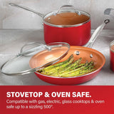 Gotham Steel 32 Pcs Pots and Pans Set Non Stick, Cookware Set with Bakeware and Premium Food Storage Set Nonstick Pots and Pans Set, Red