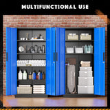 SOLAURA 71" Metal Garage Storage Cabinet with Locking Doors and Adjustable Shelves for Home, Office(Black)