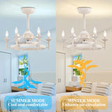 Maxax Candlestick Ceiling Fan with Light, 21" White Vintage Ceiling Fan with Remote Control, 6 Speeds Reversible Timing Ceiling Fan