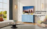 6 Drawer Dresser, Light Blue Elegant Chest of Drawers, Large Cabinet with Storage, Rustic Wood Chest of Drawers for Bedroom, Living Room, Hallway