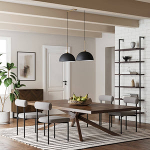 Nathan James Percy Modern 2-Light Pendant Island Light Fixture, Hanging Lights with Metal Shade and Adjustable Cord, for Kitchen, Living Room, Black