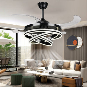 Dontavius 42'' Retractable Ceiling Fan, LED 3 Color Brightness Adjustable Chandelier Ceiling Fan Mercer41 Finish: Black