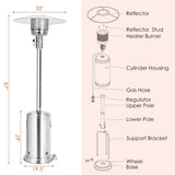 50,000 BTU Propane Patio Heater, Standing Stainless Steel Outdoor Heater with Wheels, Triple Protection, CSA Certified for Deck & Commercial