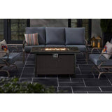 Home Decorators Collection Anaheim 49 in. x 25 in. Aluminum Stainless Steel Black GAS Fire Pit with Black Marble Tile Top