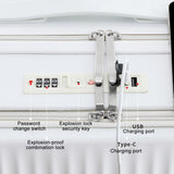 24 in Checked Luggage with Front Pocket, USB Charging Port, Built - in Lock Carry on Suitcase, Cup Holder and Phone Holder, Medium Hardside Suitcase