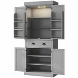 Spaco 17-Tier Kitchen Small Pantry Cabinet with 2 Doors and 6 Adjustable Shelves, Cabinet Pantry, Freestanding 5-Tier Shelving Pantries