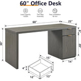 60 - Inch Contemporary Executive Desk - Wooden Home Office & Fluted Computer Desk