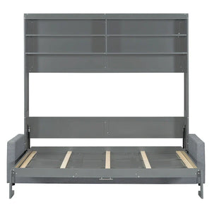 Queen Murphy Bed with Sofa - 2 - in - 1 Design, Storage Solutions & Dual - Piston Mechanism
