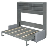 Queen Murphy Bed with Sofa - 2 - in - 1 Design, Storage Solutions & Dual - Piston Mechanism