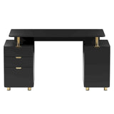 Contemporary Executive Floating Desk with 3 Drawers and Stylish Work Surface