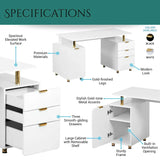 Contemporary Executive Floating Desk with 3 Drawers and Stylish Work Surface