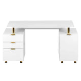 Contemporary Executive Floating Desk with 3 Drawers and Stylish Work Surface