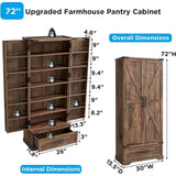 72 - Inch Tall Farmhouse Kitchen Pantry Cabinet - Stylish Storage Cupboard
