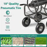 Portable Garden Hose Reel Cart Holds 300FT of 5/8" Large Capacity, Heavy - Duty Metal Hose Cart with 4 Wheels & Storage Basket for Lawn Yard