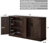 71" Tall Farmhouse Kitchen Pantry Cabinet, 5 Layers Storage Cabinet with Adjustable Shelves, Farmhouse Pantry Cabinet with 4 Barn Doors