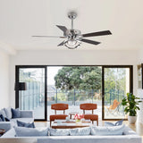 Parrot Uncle 52 - Inch Contemporary Chrome Ceiling Fan with Integrated LED Lights and Remote Control