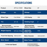 Ktaxon 48V 1000W Electric Bicycle Motor Kit, 26" Front Wheel E - Bike Conversion Kit W/ LCD Display (without Battery)