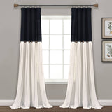 Lush Decor Linen Button Single Panel Window Curtain - 84"L x 40"W - Black & White