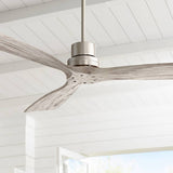 52" Casa Vieja Delta - Wing DC Modern 3 Blade Indoor Ceiling Fan with Remote Control Brushed Nickel Gray Wood Damp Rated for Patio Exterior