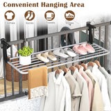 Tangkula Portable Clothes Drying Rack | Extendable Radiator Clothes Airer with Robust Aluminum Frame for Balcony Railings Windowsill