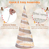 5 FT Pre - lit Christmas Cone Tree, Artificial Spiral Conic Tree with 300 Warm White & 250 Cold White LED Lights, Xmas Holiday Decor for Home Party