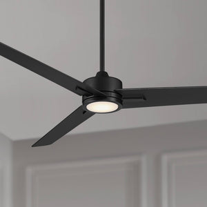 60" Casa Vieja Monte Largo Modern 3 Blade Indoor Ceiling Fan with Dimmable LED Light Remote Control Matte Black for Living Room Kitchen House