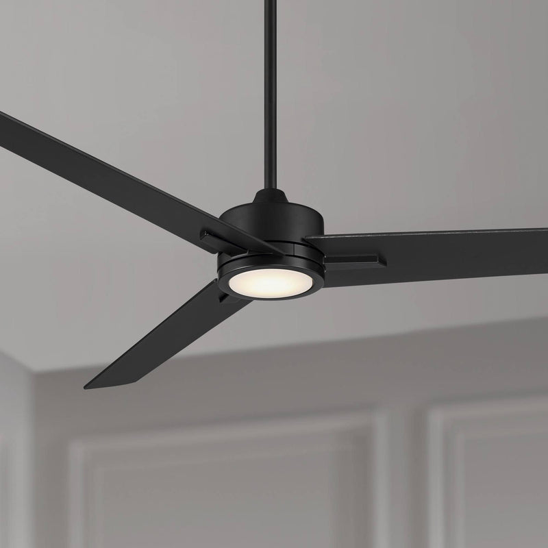 60" Casa Vieja Monte Largo Modern 3 Blade Indoor Ceiling Fan with Dimmable LED Light Remote Control Matte Black for Living Room Kitchen House
