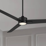 60" Casa Vieja Monte Largo Modern 3 Blade Indoor Ceiling Fan with Dimmable LED Light Remote Control Matte Black for Living Room Kitchen House