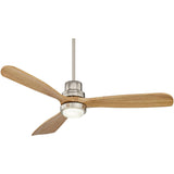 52" Casa Vieja Delta - Wing DC Modern 3 Blade Indoor Ceiling Fan with LED Light Remote Control Brushed Nickel Natural Solid Wood for Living Room