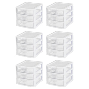 6 Sterilite 20738006 Small Compact Countertop 3 Drawer Desktop Storage Unit