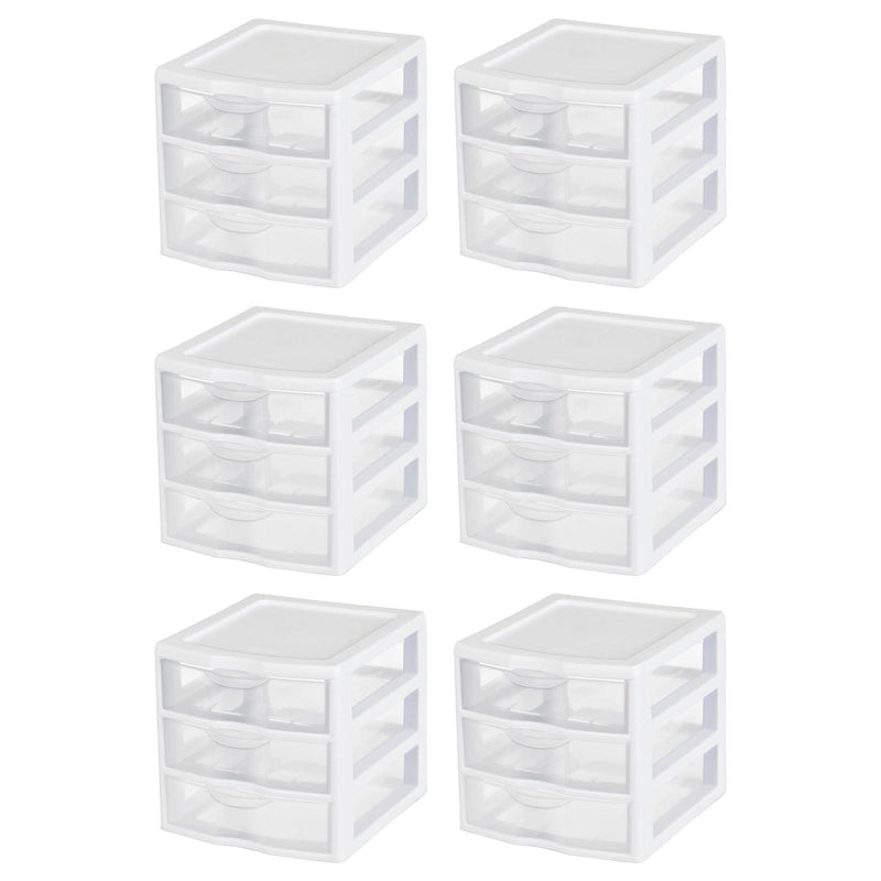 6 Sterilite 20738006 Small Compact Countertop 3 Drawer Desktop Storage Unit