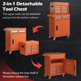 2 - in - 1 Rolling Tool Chest, 5-Drawer Tool Storage Cabinet with Wheels, Adjustable Shelf, Tool Box Organizer for Garage Warehouse Workshop