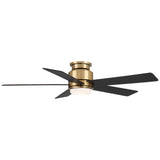 Casa Vieja 52" Grand Palm Indoor Outdoor Ceiling Fan 5 Blade LED Light Remote Control Soft Brass Finish Bedroom Hugger Damp Rated
