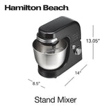 Hamilton Beach 4 Quart Stand Mixer for Kitchen, 7 Speeds, Tilt - Head, Dough Hook, Whisk & Flat Beater, White