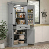 Spaco 17-Tier Kitchen Small Pantry Cabinet with 2 Doors and 6 Adjustable Shelves, Cabinet Pantry, Freestanding 5-Tier Shelving Pantries