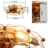 Industrial Cage Ceiling Fan - Low - Profile 7 - Blade Fan with Remote & Light - Modern Rustic Cooling for Small Spaces