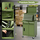 2 - in - 1 Rolling Tool Chest, 5-Drawer Tool Storage Cabinet with Wheels, Adjustable Shelf, Tool Box Organizer for Garage Warehouse Workshop