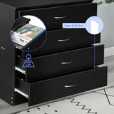 Segmart Black Chest of 4 Drawers, Wood Bedroom Furniture Chest Cabinet with Metal Handles for Kids Room