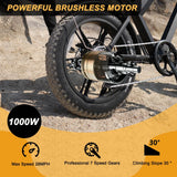 Movcan V30 Electric Bike for Adult, 1000W 20" Fat Tire 48V 15.6AH Removable Battery, 28MPH 7-Speed Disc Brake Off - Road Mountain Ebike UL2849