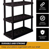 Hyper Tough Large 5-Tier Shelving Unit, W36 x D18 x H74" Interlocking Multipurpose Organizer, Black, Pack of 2
