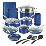 Granitestone 20-Piece Blue Aluminum Ultra - Durable Diamond Infused Coating Nonstick Express Cookware and Bakeware Set