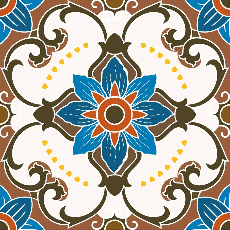 Poromoro Spanish Portuguese Azulejo Style Peel and Stick Backsplash Tile Stickers Set of 16 Pcs (5.9, 54)
