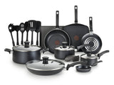 T - Fal Essentials 20 Pc. Nonstick Cookware Set, Black
