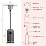 50,000 BTU Propane Patio Heater, Standing Stainless Steel Outdoor Heater with Wheels, Triple Protection, CSA Certified for Deck & Commercial