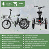 ABORON 3.0 Fat Tire Electric Trike for Senior Foldable E - Bike, 500W Motorized Tricycle Adult 20" Folding 3 Wheel Electric Commute Bike Trike W/48V